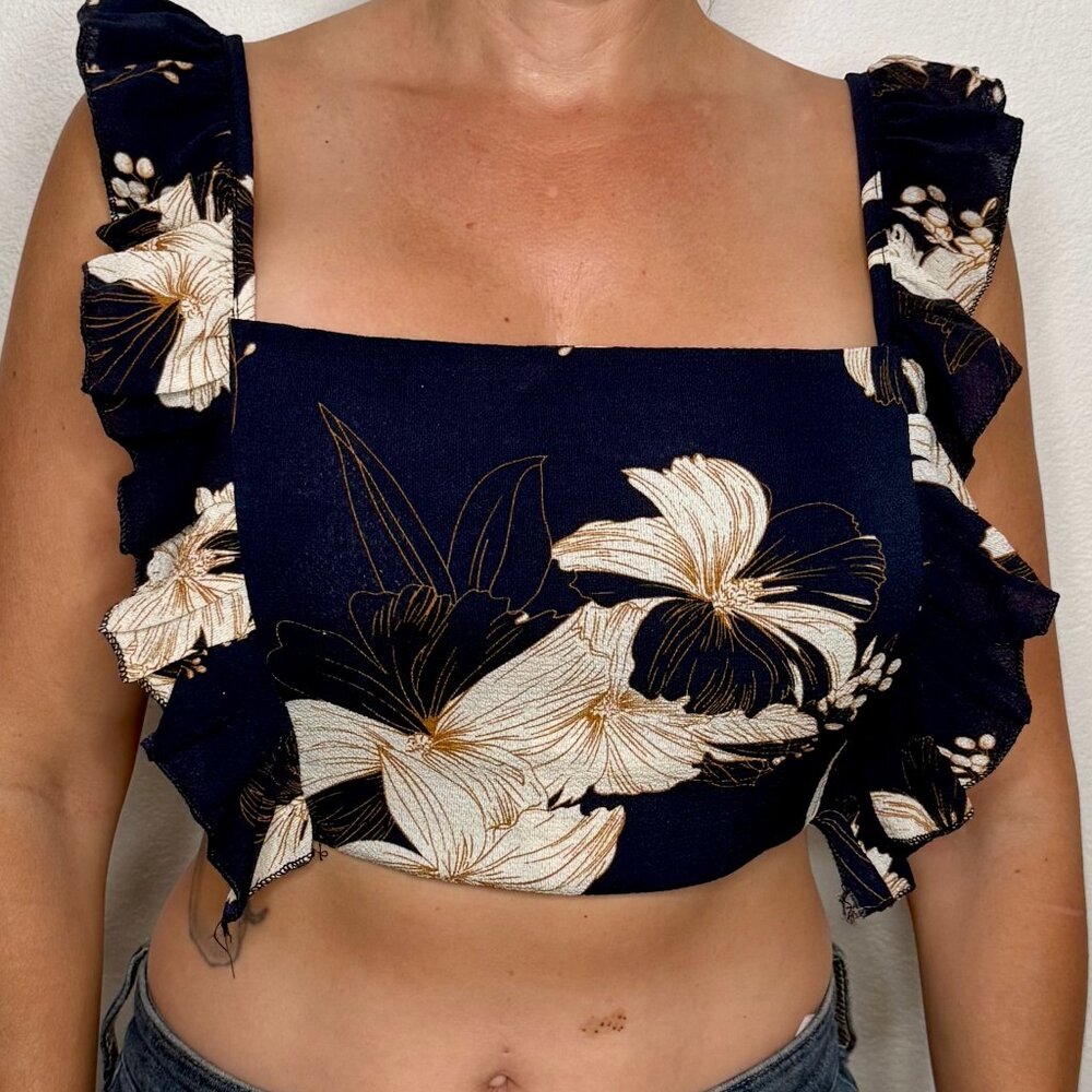 Navy Blue Crop Top